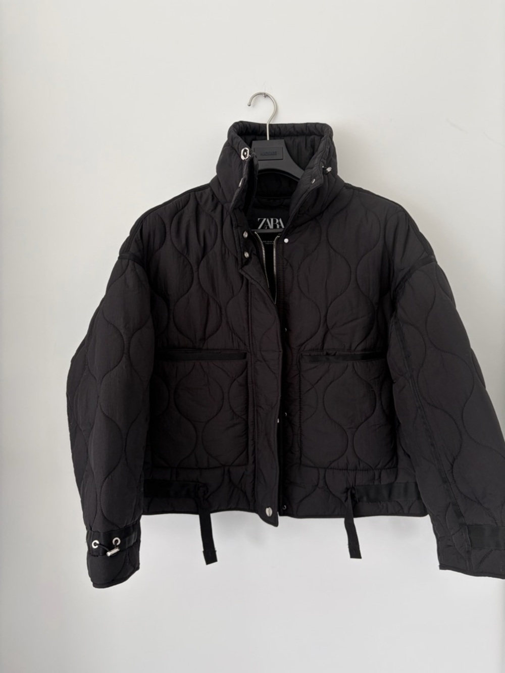 Zara Black Quilted Short Puffer Jacket